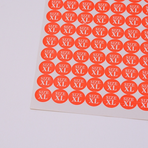 

PandaHall Size XL Clothing Size Round Sticker Labels, Adhesive Stickers, for Clothing T Shirts, Orange, 15.5x9x0.02cm, 84pcs/sheet...