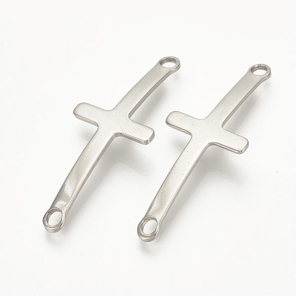 

PandaHall 201 Stainless Steel Links connectors, Sideways Cross, Stainless Steel Color, 40.5x16x1mm, Hole: 2mm 201 Stainless Steel Cross