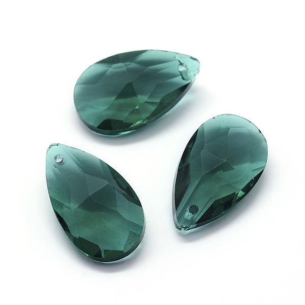

PandaHall Faceted Glass Pendants, Teardrop, Green, 22x13x8.5mm, Hole: 1mm Glass Teardrop Green