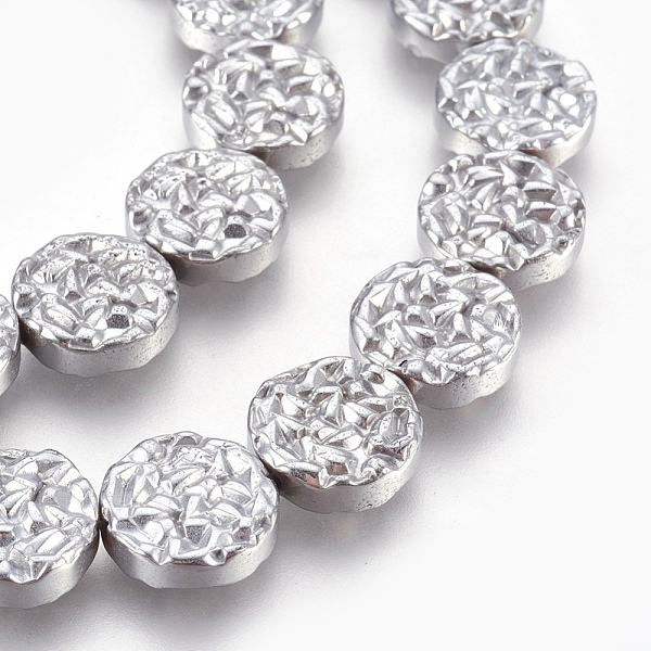 

PandaHall Electroplated Non-magnetic Synthetic Hematite Bead Strand, Flat Round, Pearl Luster Plated, 12x3.5mm, Hole: 1mm, about...