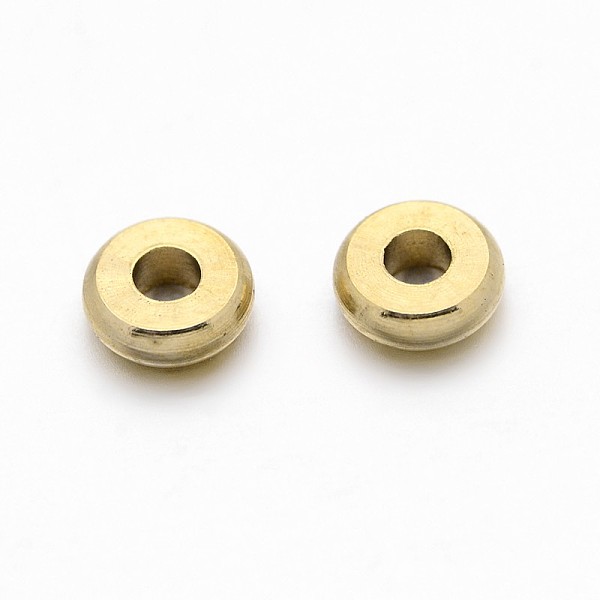 

PandaHall Brass Spacer Beads, Rondelle, Raw(Unplated), Nickel Free, 4x1.5mm, Hole: 1.5mm Brass Rondelle