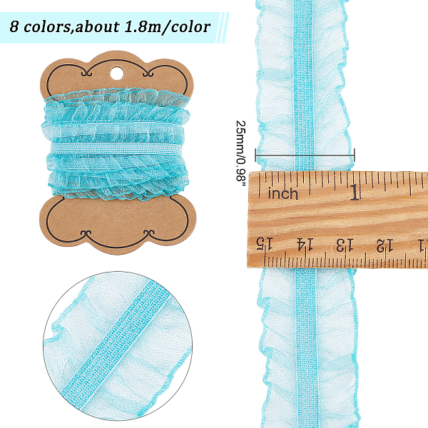 

PandaHall BENECREAT 14.5m 8 Colors Ruffle Ribbon, 25mm Wide Elastic Craft Lace Floral Trim, Stretch Edging Fabric for Sewing, Dress..., Multicolor
