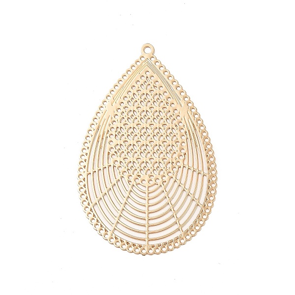

PandaHall Rack Plating Brass Filigree Pendants, Long-Lasting Plated, Teardrop Charms, Light Gold, 41.5x26.5x0.3mm, Hole: 0.6mm & 1.2mm Brass...