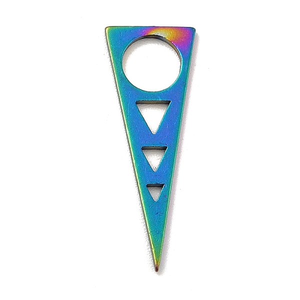 

PandaHall Ion Plating(IP) 201 Stainless Steel Pendants, Triangle Charms, Rainbow Color, 22x8x1mm, Hole: 5mm 201 Stainless Steel Triangle