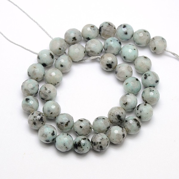 

PandaHall Natural Sesame Jasper/Kiwi Jasper Beads Strands, Round, Faceted, Sesame Jasper/Kiwi Jasper, 10mm, Hole: 1mm, about 38pcs/strand..., Cyan