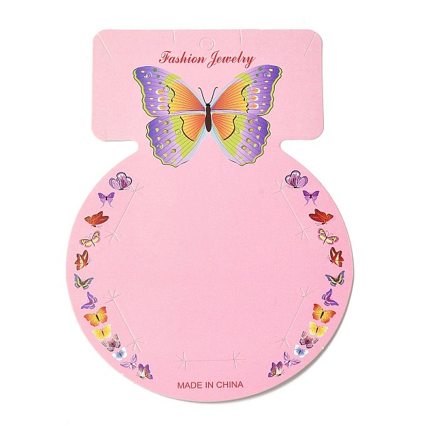 

PandaHall Round Paper Hair Clip Display Cards, Butterfly Print Jewelry Display Card for Hair Clip Storage, Pearl Pink, 13.7x10x0.05cm, Hole...