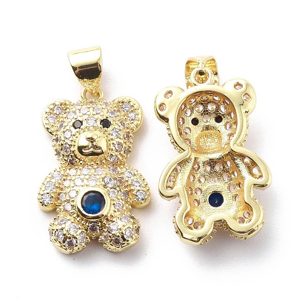 

PandaHall Brass Cubic Zirconia Pendants, Bear Charm, Real 18K Gold Plated, Medium Blue, 21.5x13.5x5.5mm, Hole: 3.5x4.5mm Brass+Cubic...
