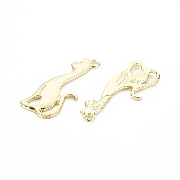 

PandaHall Rack Plating Alloy Pendants, Cadmium Free & Nickel Free & Lead Free, Cat, Light Gold, 27.5x13x1.5mm, Hole: 1.5mm Alloy Cat Shape