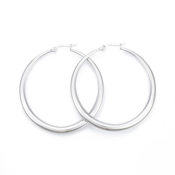 

PandaHall 201 Stainless Steel Big Hoop Earrings for Women, with 304 Stainless Steel Pins, Stainless Steel Color, 60x57x5mm, Pin: 0.7mm 201...