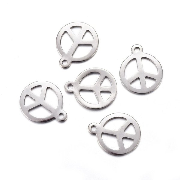 

PandaHall 201 Stainless Steel Pendants, Peace Sign, Stainless Steel Color, 15x12.5x1mm, Hole: 1.4mm 201 Stainless Steel Peace Sign