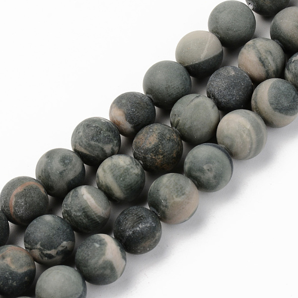 

PandaHall Natural Green Jasper Beads Strands, Frosted, Round, 10mm, Hole: 1mm, about 37~38pcs/strand, 15.16 inch(38.5cm) Other Jasper Round