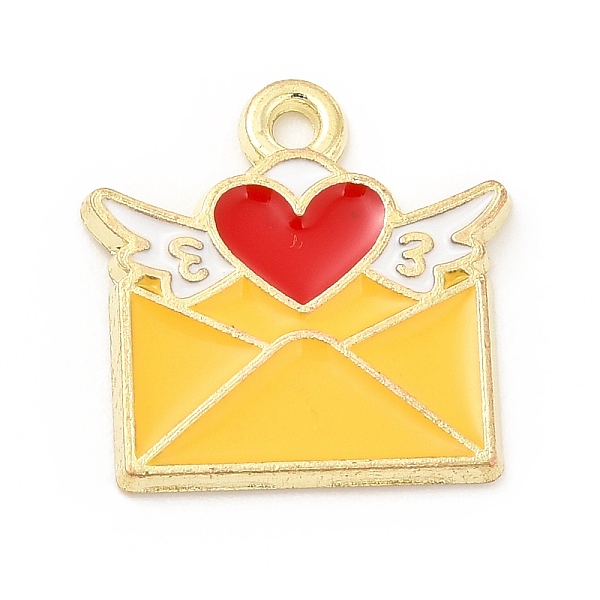 

PandaHall Alloy Enamel Pendants, Light Gold, Envelope with Heart & Wing Charm, Gold, 15x15x1mm, Hole: 1.4mm Alloy+Enamel Others Gold