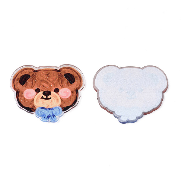 

PandaHall Transparent Printed Acrylic Cabochons, with Glitter Powder, Bear, Sienna, 36x44x2.5mm Acrylic Bear Brown