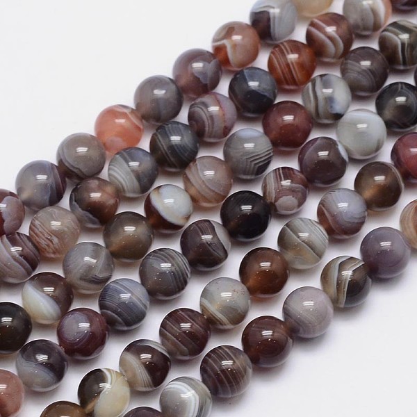 

PandaHall Round Natural Botswana Agate Bead Strands, 8mm, Hole: 1mm, about 48pcs/strand, 15.5 inch Botswana Agate Round
