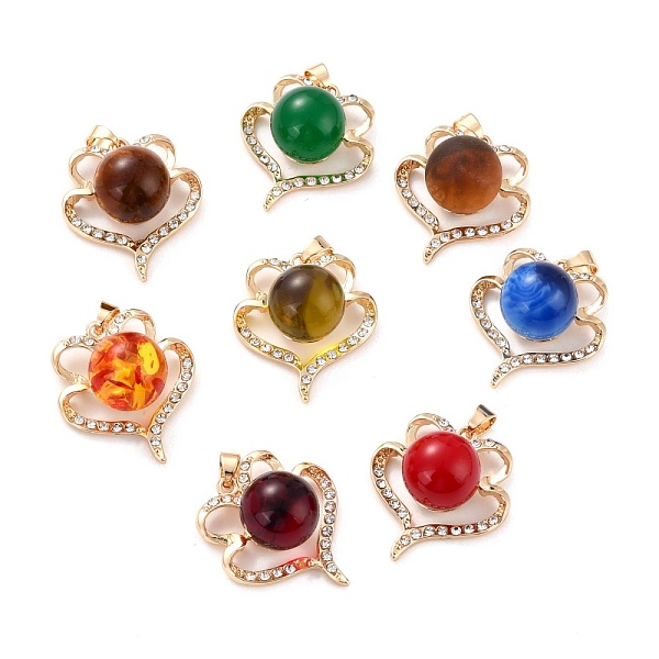 

PandaHall Resin Pendants, with Golden Tone Alloy Findings and Glass Rhinestone, Flower, Mixed Color, 29x22x13mm, Hole: 4.5x3mm Alloy+Resin..., Multicolor
