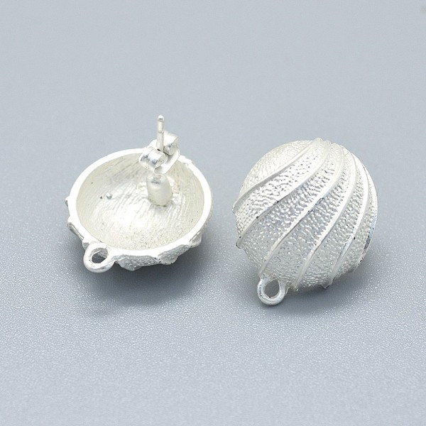 

PandaHall Alloy Stud Earring Findings, with Loop, Brass Pins and Ear Nuts/Earring Backs, Long-Lasting Plated, Half Round, Matte Silver...