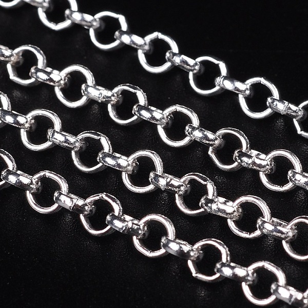 

PandaHall Iron Rolo Chains, Belcher Chain, Soldered, Nickel Free, with Spool, Silver Color Plated, Size: about 3mm in diameter, 1mm thick...
