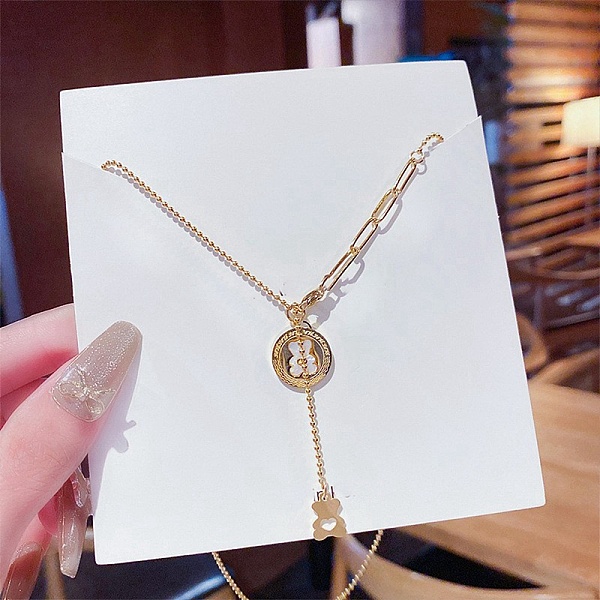 

PandaHall Acrylic with Rhinestone Pendant Necklaces, Titanium Steel Cable Chain Necklaces , Bear, 8.27~19.69 inch(21~50cm) Titanium Steel...