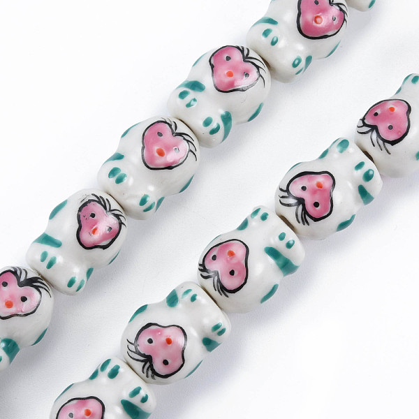 

PandaHall Handmade Porcelain Bead Strands, Famille Rose Style, Monkey, Dark Cyan, 17x13x13mm, Hole: 2mm, about 18pcs/strand, 11.89 inch...