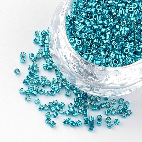 

PandaHall Plated Glass Bugle Beads, Dark Turquoise, 1~2x1.5~2mm, Hole: 0.5mm, about 100g/bag Glass Cyan