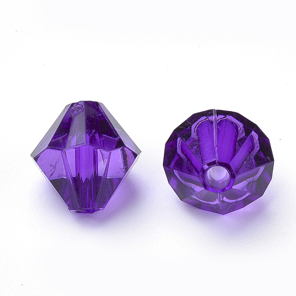 

PandaHall Transparent Acrylic Beads, Bicone, Indigo, 6x5.5mm, Hole: 1.5mm, about 6120pcs/500g Acrylic Bicone Purple