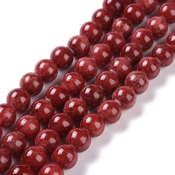 

PandaHall Natural Persian Jade Beads Strands, Dyed, Round, Red, 6mm, Hole: 1mm, about 62pcs/strand, 16 inch Persian Jade Round Red