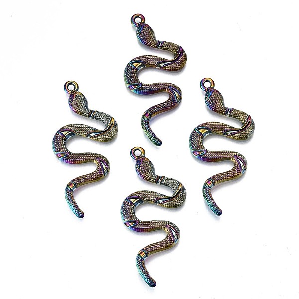 

PandaHall Alloy Big Pendants, Cadmium Free & Lead Free, Snake Shape, Rainbow Color, 53x23x4mm, Hole: 2mm Alloy Snake