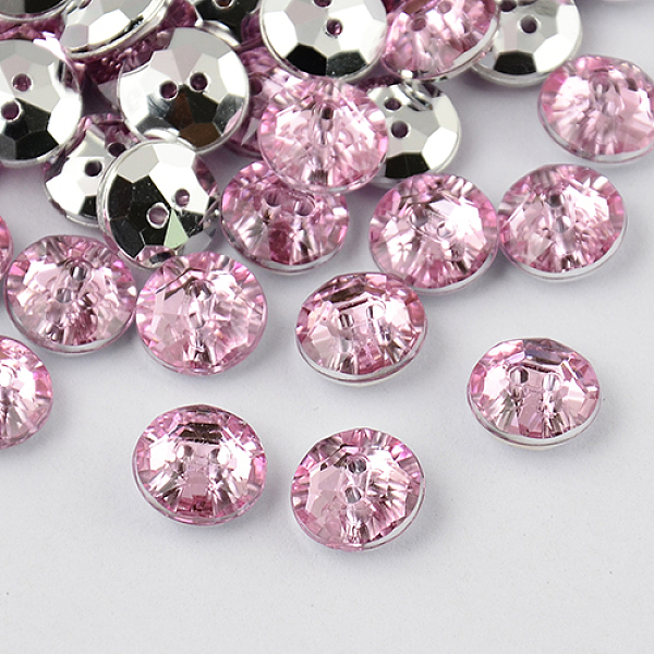 Boutons Ronds Plats Avec Strass En Acrylique De Taiwan Avec 2 Trou