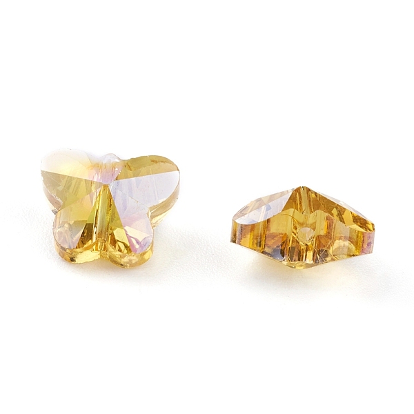 

PandaHall Transparent Electroplate Glass Beads, Faceted, Butterfly, AB Color Plated, Gold, 8x10x5.5mm, Hole: 1mm Glass Butterfly Gold
