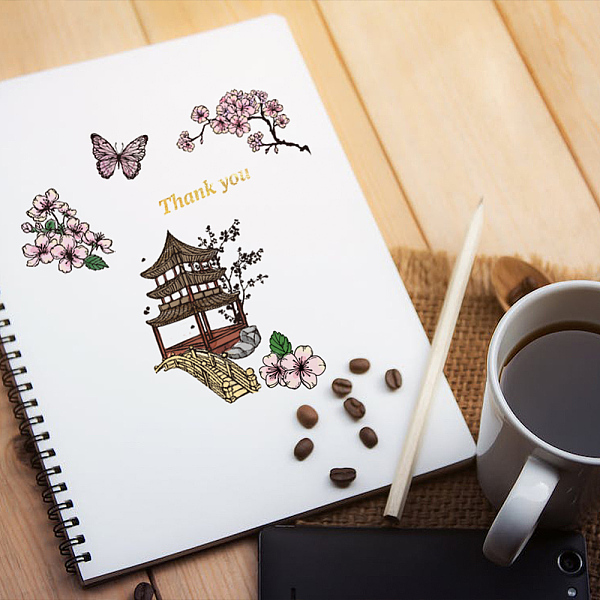 

PandaHall Custom PVC Plastic Clear Stamps, for DIY Scrapbooking, Photo Album Decorative, Cards Making, March Cherry Blossom, 160x110x3mm...