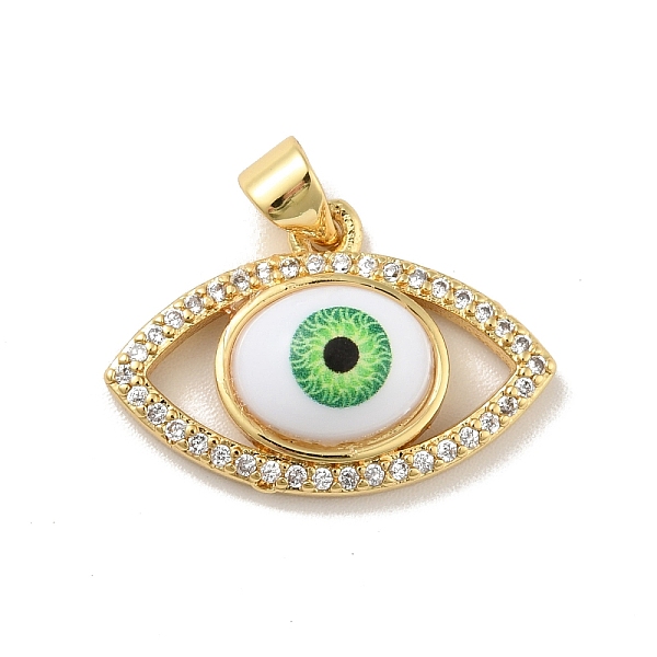 

PandaHall Brass Micro Pave Cubic Zirconia Pendants, with Acrylic, Cadmium Free & Lead Free, Long-Lasting Plated, Evil Eye, Real 18K Gold..., Green