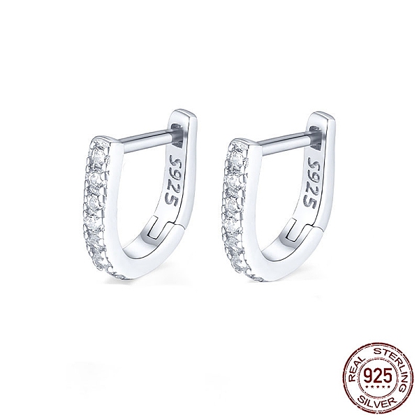 Anti-Tarnish Rhodium Plated 925 Sterling Silver Micro Pave Cubic Zirconia Hoop Earrings For Women