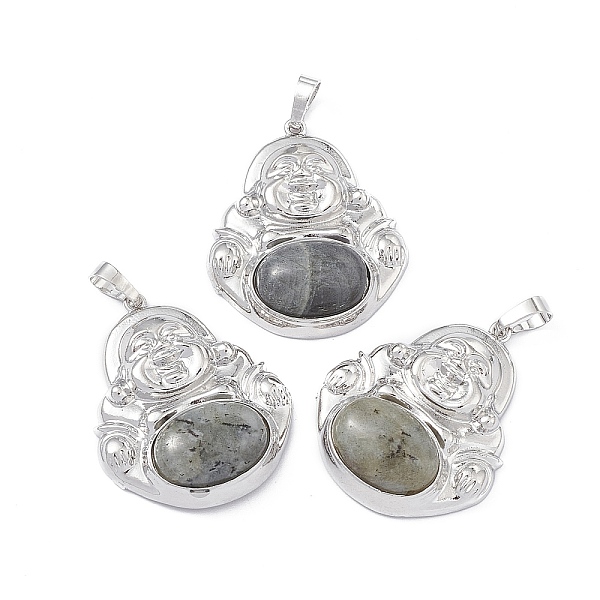 

PandaHall Natural Labradorite Pendants, Buddha Charms, with Platinum Tone Rack Plating Brass Findings, Cadmium Free & Lead Free, 39x32x9.5mm...