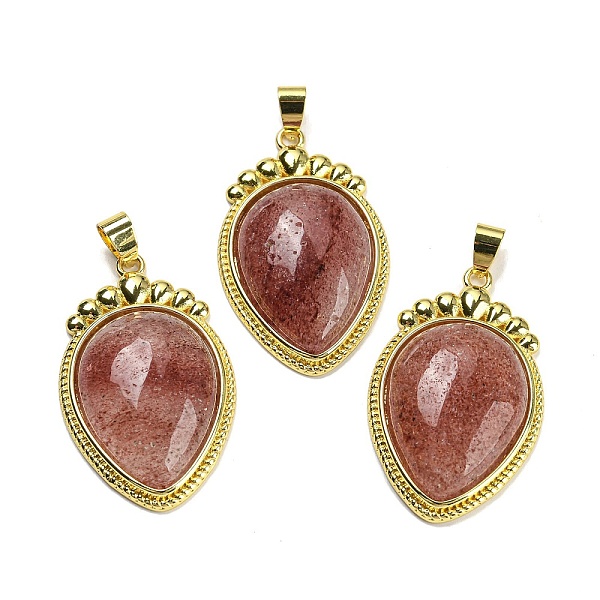 

PandaHall Natural Strawberry Quartz Pendants, Carrot Charms with Rack Plating Golden Tone Brass Findings, Lead Free & Cadmium Free...