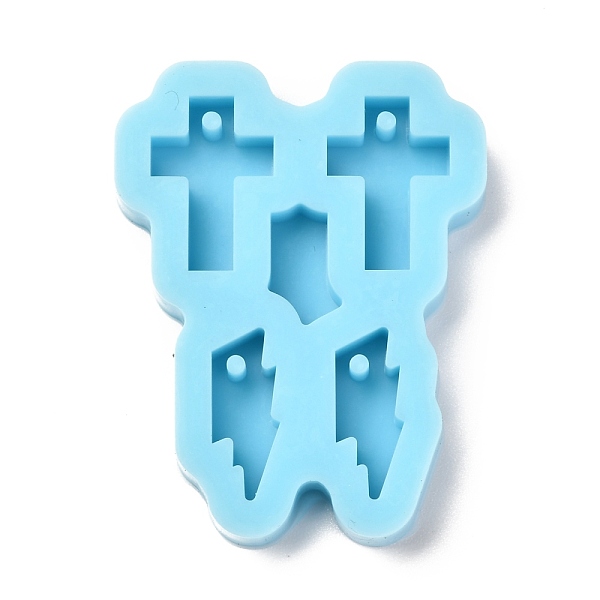 

PandaHall Cross & Lightning Pendant Silicone Molds, Resin Casting Molds, For UV Resin, Epoxy Resin Jewelry Making, Dark Cyan, 46x35.5x7mm...