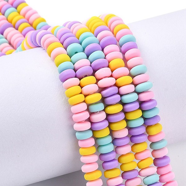 

PandaHall Handmade Polymer Clay Beads Strands, for DIY Jewelry Crafts Supplies, Flat Round, Colorful, 6~7x3mm, Hole: 1.5mm, about..., Purple
