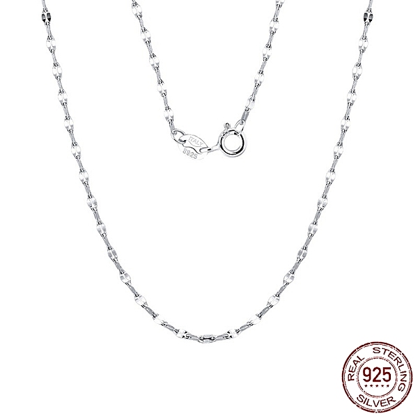 

PandaHall Rhodium Plated 925 Sterling Silver Dapped Chain Necklace, with S925 Stamp, Real Platinum Plated, 17.72 inch(45cm) Sterling Silver