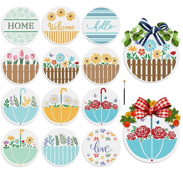 

PandaHall MAYJOYDIY US 1 Set PET Hollow Out Drawing Painting Stencils, with 1Pc Art Paint Brushes, for DIY Scrapbook, Photo Album, Flower...