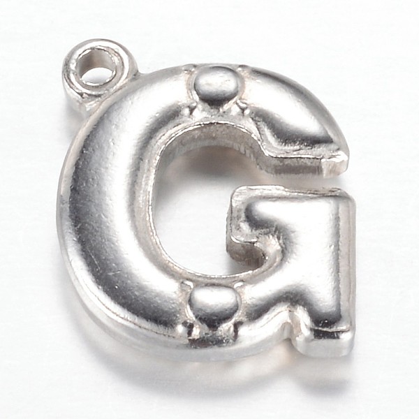 

PandaHall 201 Stainless Steel Charms, Letter G, Stainless Steel Color, 15x12.2x3mm, Hole: 1.2mm 201 Stainless Steel Letter G