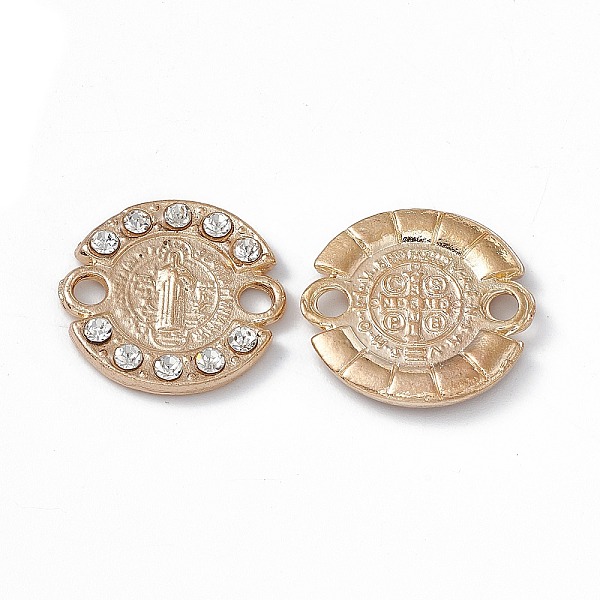 

PandaHall Alloy Connector Charms, with Crystal Rhinestones, Flat Round Links with Religion Virgin Pattern, Light Gold, 19x18x2.8mm, Hole..., Clear