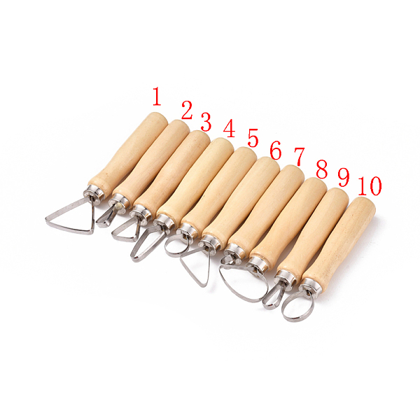 

PandaHall Pottery Sculpting Tool Sets, Stainless Steel Wooden Thick Handle Flat Wire Cutter Clay Sculpting Tool Kit, BurlyWood..., Orange