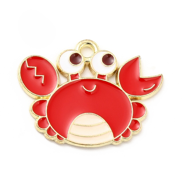 

PandaHall Sea Animal Alloy Enamel Pendants, Light Gold, Crab Pattern, 18.5x24x1mm, Hole: 1.8mm Alloy+Enamel Crab Red