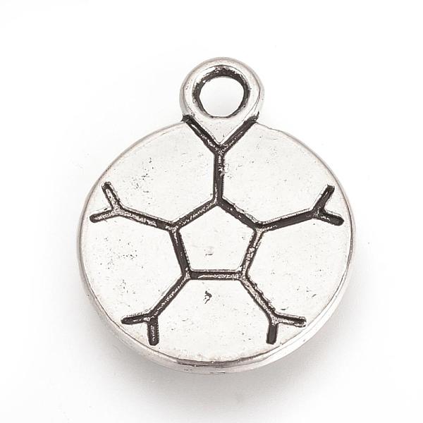 

PandaHall Tibetan Style Alloy Pendants, FootBall/Soccer Ball, Cadmium Free & Lead Free, Antique Silver, 18x14.5x1mm, Hole: 2mm, about...