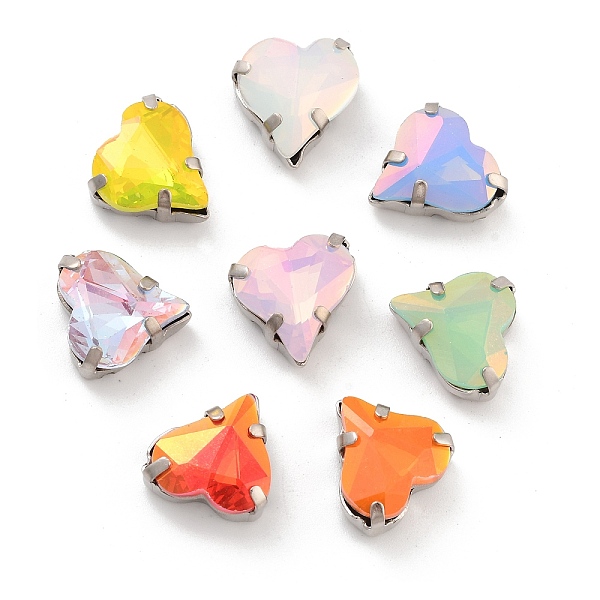 

PandaHall Heart Opal Sew On Rhinestones, Multi-Strand Links, K9 Glass Rhinestone with Brass Prong Settings, Mixed Color, Platinum..., Multicolor