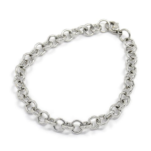 

PandaHall Fashionable 304 Stainless Steel Engraved Vine Cable Chain Bracelets, with Lobster Claw Clasps, Stainless Steel Color, 8-1/8 inch...