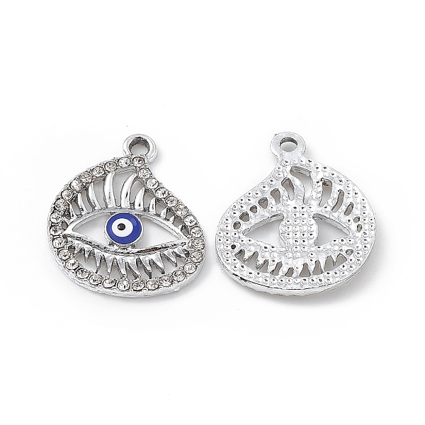 

PandaHall Alloy Crystal Rhinestone Pendants, with Enamel, Flat Round with Eye, Platinum, 22x19.5x2mm, Hole: 1.8mm Alloy Rhinestone+Enamel...