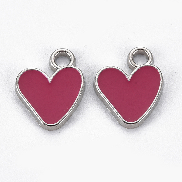 

PandaHall Rack Plating Alloy Enamel Pendants, Cadmium Free & Lead Free, Platinum, Heart, Cerise, 17x13x2mm, Hole: 2mm Alloy+Enamel Heart Red