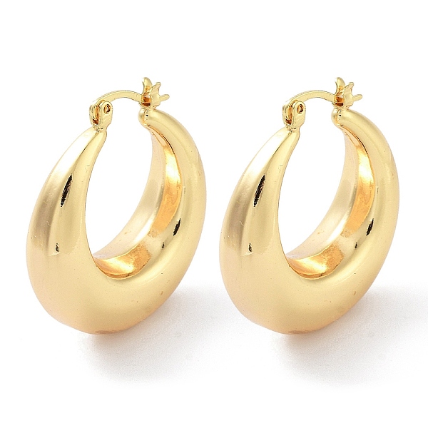 

PandaHall Brass Plain Hoop Earrings, Real 18K Gold Plated, 30x6.5mm Brass