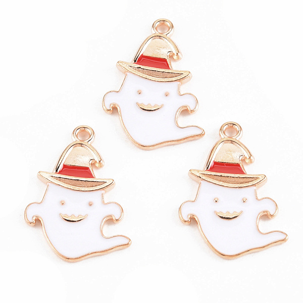

PandaHall Light Gold Tone Alloy Enamel Pendants, Cadmium Free & Lead Free, Halloween, Ghost with Hat, White, 25x17.3x1.8mm, Hole: 1.5mm...