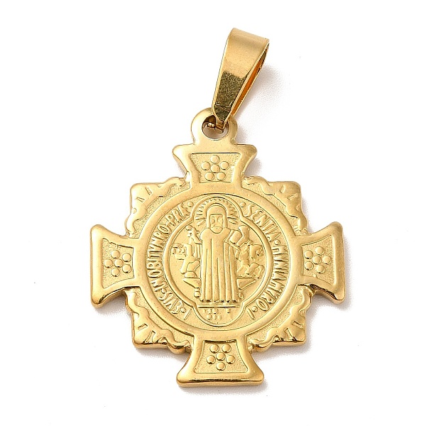 

PandaHall Vacuum Plating 201 Stainless Steel Pendants, Cross with Cssml Ndsmd Cross God Father Religious Christianity, Golden, 29.5x25.5x2mm...